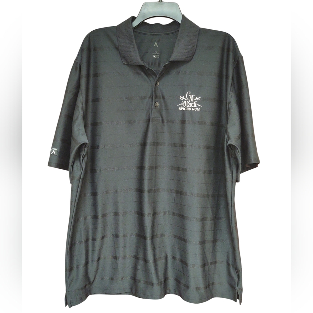 EUC Antigua Men's Dri-Fit L Black Polo Shirt (Captain Morgan's Rum) Size XL